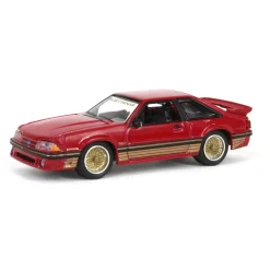 1/64 1988 Ford Mustang SLN with Gold Decals & Rims, Scarlet Red, LP Diecast Garage Exclusive