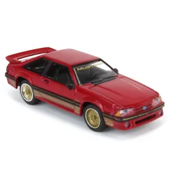1/64 1988 Ford Mustang SLN with Gold Decals & Rims, Scarlet Red, LP Diecast Garage Exclusive