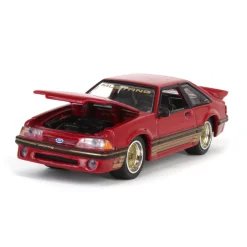 1/64 1988 Ford Mustang SLN with Gold Decals & Rims, Scarlet Red, LP Diecast Garage Exclusive