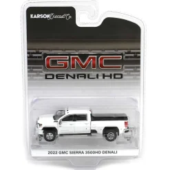 1/64 2022 GMC Sierra 3500 Denali Dually, White Frost, Karson Diecast Exclusive
