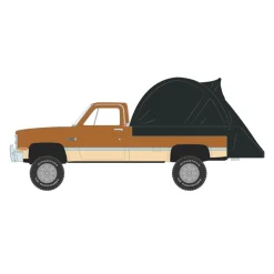1/64 1986 GMC Sierra Lifted, Desert Sand & Doeskin Tan with Modern Truck Bed Tent, The Great Outdoors Series 4