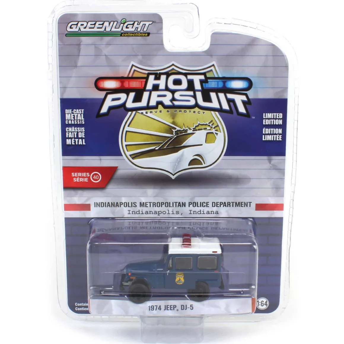 1/64 1974 Jeep DJ-5, Indy Metro Police, Hot Pursuit Series 40