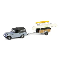 1/64 1968 Jeep Jeepster Commando SC-1 with Canoe Trailer, Gray, Hitch & Tow Series 32