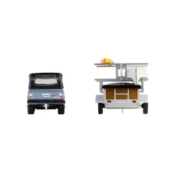 1/64 1968 Jeep Jeepster Commando SC-1 with Canoe Trailer, Gray, Hitch & Tow Series 32