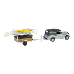 1/64 1968 Jeep Jeepster Commando SC-1 with Canoe Trailer, Gray, Hitch & Tow Series 32