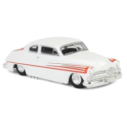 1/64 1950 Mercury Eight Coupe, Matte White with Metallic Orange Scallops, California Lowriders Series 6