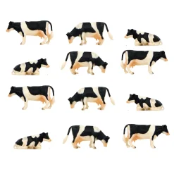 1/32 12 Piece Black and White Cow Set