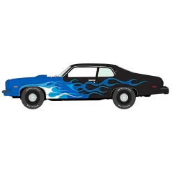 1/64 1974 Pontiac GTO, Black with Blue Flames, Johnny Lightning