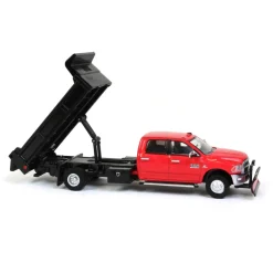 1/64 2018 Ram 3500 Dually, Red with Black Dump Bed & Plow, Outback Toys Exclusive
