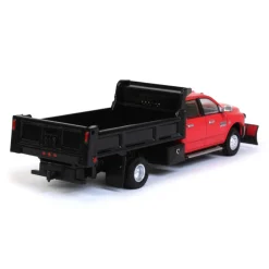 1/64 2018 Ram 3500 Dually, Red with Black Dump Bed & Plow, Outback Toys Exclusive