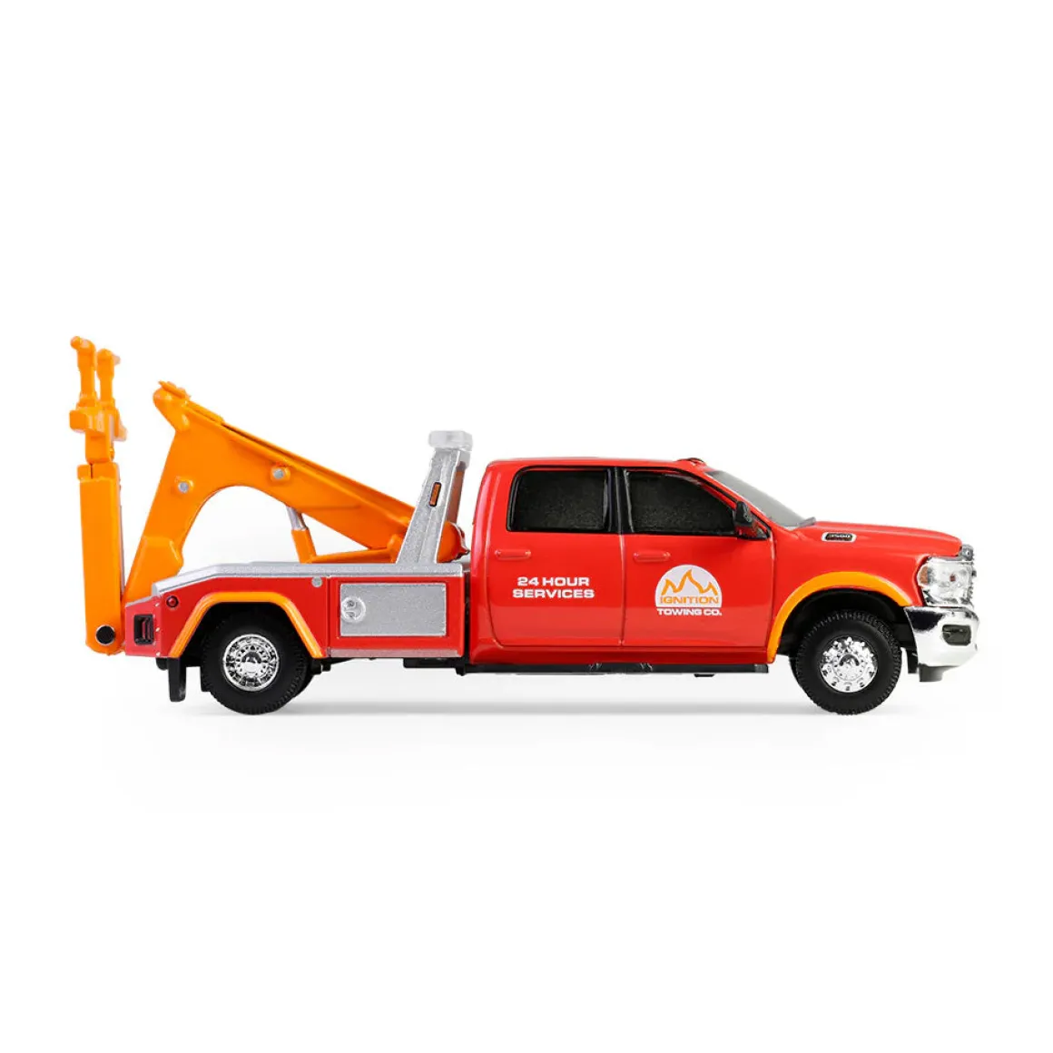 1/64 2022 Ram 3500 Dually Wrecker, Red & Orange, Dually Drivers Series 16