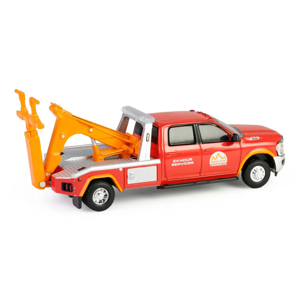 1/64 2022 Ram 3500 Dually Wrecker, Red & Orange, Dually Drivers Series 16