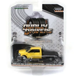 1/64 2020 RAM 3500 Tradesman Dually Flatbed, Construction Yellow, Dually Drivers Series 10