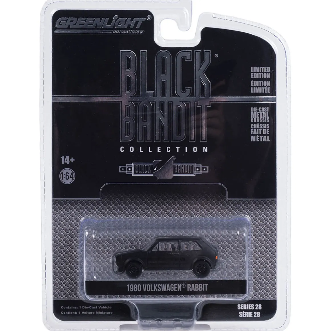 1/64 1980 Volkswagen Rabbit Widebody, Black Bandit Series 28