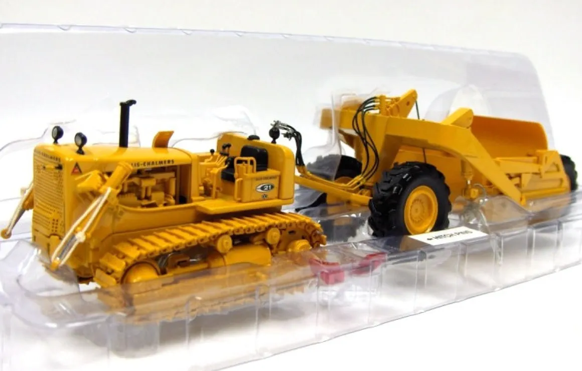 1/50 Allis Chalmers HD21 Crawler with Detachable Ejector Scraper 2 Piece Set by 1st Gear