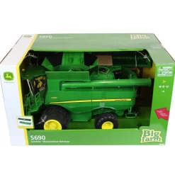 1/16 Big Farm John Deere S690 Combine with 12 Row Corn Head and Grain Head