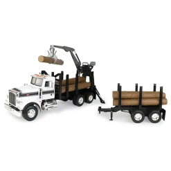 1/16 Big Farm Peterbilt Model 367 Log Truck with Pup Trailer and Logs