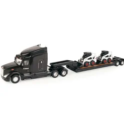 1/32 Big Roads Peterbilt 579 w/ Lowboy & 2 Die-cast Bobcat S450 Skid Loaders