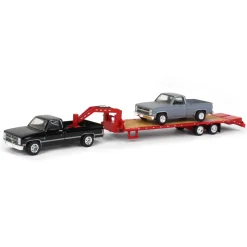 1/64 Black 1986 Chevy K-30 Longbed with Gooseneck & Project Truck, Greenlight Exclusive
