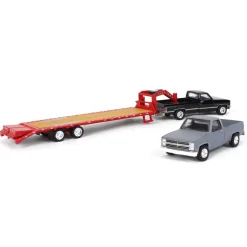 1/64 Black 1986 Chevy K-30 Longbed with Gooseneck & Project Truck, Greenlight Exclusive
