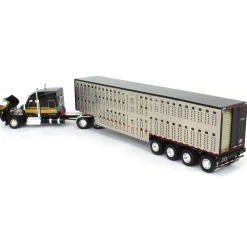 1/64 Black & Gold Kenworth W990 with Wilson Silverstar Livestock Trailer, DCP by First Gear