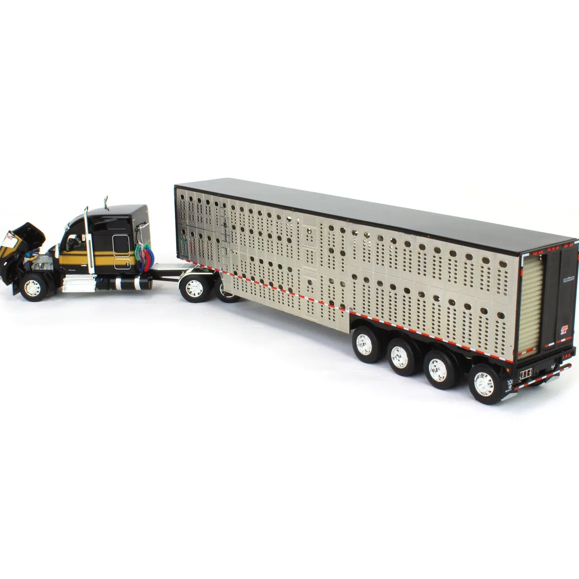 1/64 Black & Gold Kenworth W990 with Wilson Silverstar Livestock Trailer, DCP by First Gear