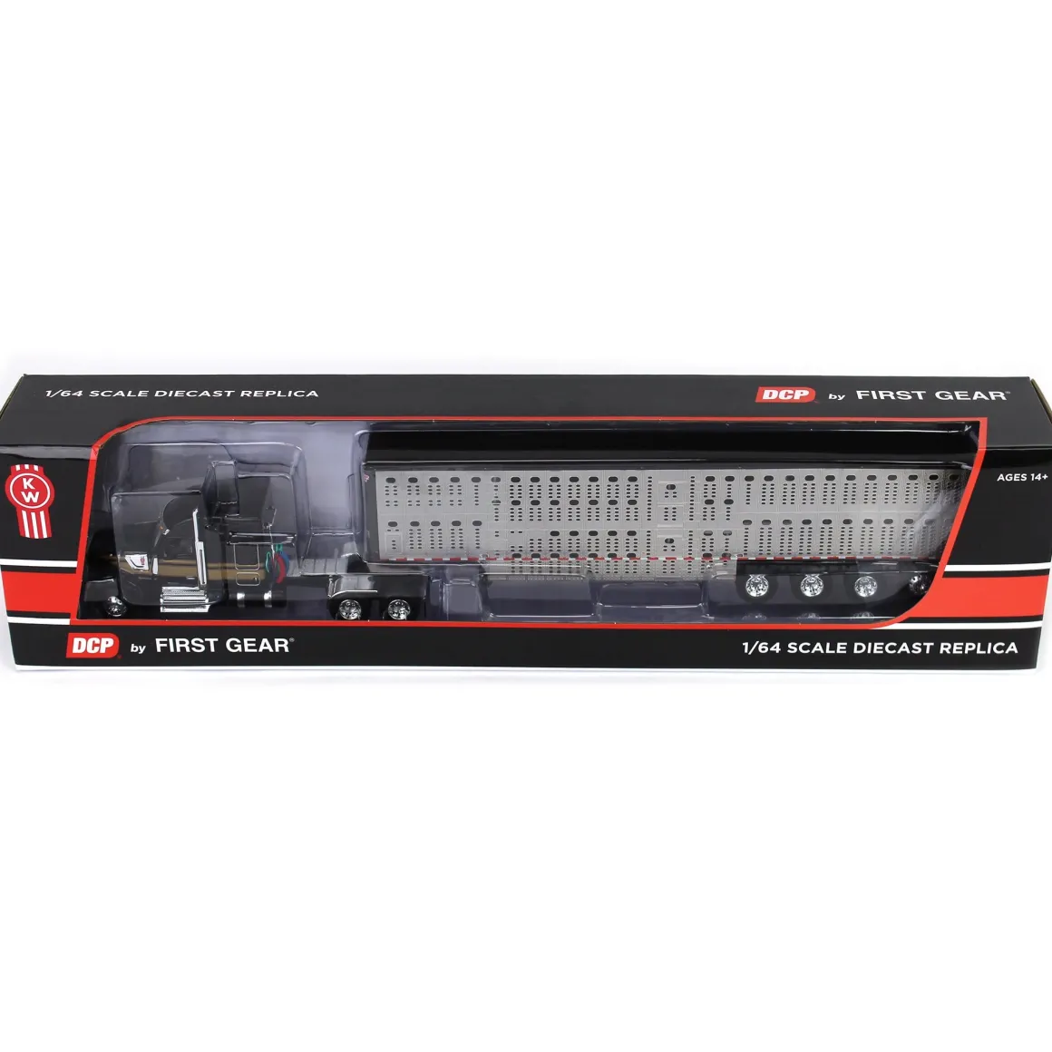 1/64 Black & Gold Kenworth W990 with Wilson Silverstar Livestock Trailer, DCP by First Gear