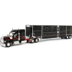 1/64 Black & Red Kenworth W990 with Wilson Silverstar Livestock Trailer, DCP by First Gear