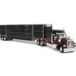 1/64 Black & Red Kenworth W990 with Wilson Silverstar Livestock Trailer, DCP by First Gear
