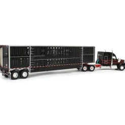 1/64 Black & Red Kenworth W990 with Wilson Silverstar Livestock Trailer, DCP by First Gear