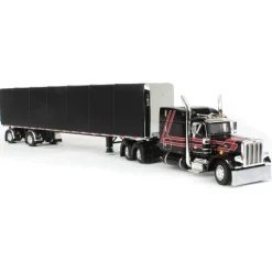 1/64 Black & Red Peterbilt 359 with Utility Roll Tarp Trailer, DCP by First Gear