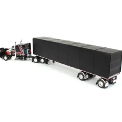 1/64 Black & Red Peterbilt 359 with Utility Roll Tarp Trailer, DCP by First Gear