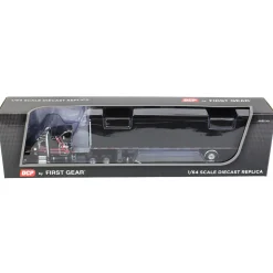 1/64 Black & Red Peterbilt 359 with Utility Roll Tarp Trailer, DCP by First Gear