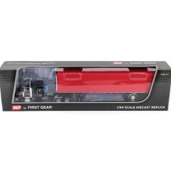 1/64 Black & Red Peterbilt 379 63in Flattop Sleeper with 53ft Utility Roll Tarp Trailer, DCP by First Gear