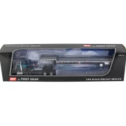 1/64 Black & Teal Kenworth W900L Long Frame with Transcraft Stepdeck Trailer, DCP by First Gear