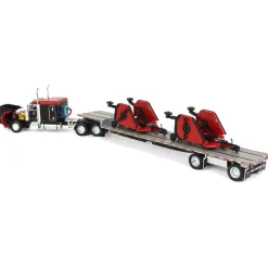 1/64 Black Bush Hog Peterbilt 379 63" Flattop Sleeper w/ Transcraft Deck Trailer & 2 Bush Hog Wing Mowers