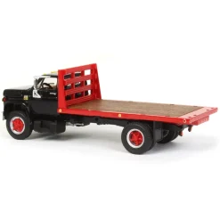1/64 Black Chevy C65 Single Axle Truck with Red Flatbed, DCP by First Gear