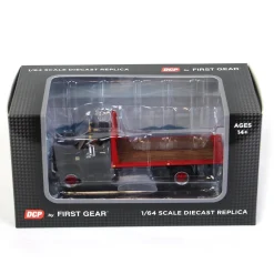 1/64 Black Chevy C65 Single Axle Truck with Red Flatbed, DCP by First Gear