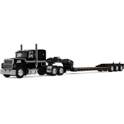 1/64 Black Ford LTL 9000 with Fontaine Magnitude Tri-axle Lowboy Trailer, DCP by First Gear