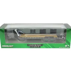 1/64 Black Gooseneck Trailer with Red & White Conspicuity Stripes - Green Machine