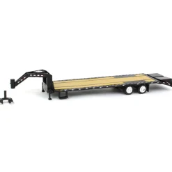 1/64 Black Gooseneck Trailer with Red & White Conspicuity Stripes