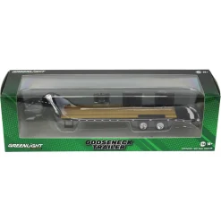 1/64 Black Gooseneck Trailer with Red & White Conspicuity Stripes