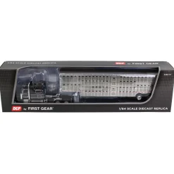 1/64 Black, Gray & Red Peterbilt 389 w/ Tri-axle Wilson Livestock Trailer, DCP by First Gear