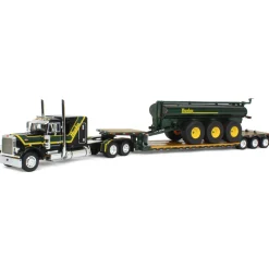 1/64 Black Husky Peterbilt 379 w/ Fontaine Renegade Lowboy & Husky Manure Spreader, DCP by First Gear