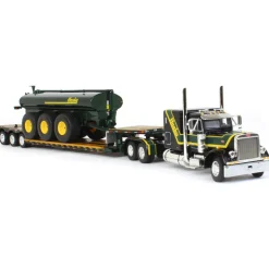 1/64 Black Husky Peterbilt 379 w/ Fontaine Renegade Lowboy & Husky Manure Spreader, DCP by First Gear