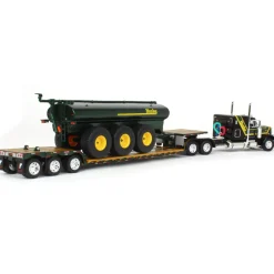1/64 Black Husky Peterbilt 379 w/ Fontaine Renegade Lowboy & Husky Manure Spreader, DCP by First Gear