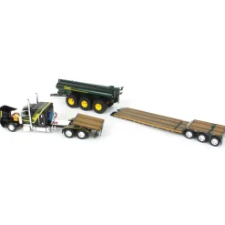 1/64 Black Husky Peterbilt 379 w/ Fontaine Renegade Lowboy & Husky Manure Spreader, DCP by First Gear