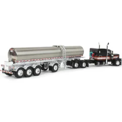 1/64 Black, Orange & White Peterbilt 379 60in Sleeper with Quad-Axle Walker Milk Tanker, DCP by First Gear