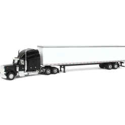 1/64 Black Peterbilt 379 Sleeper & 53ft Trailer with Single Rear Door