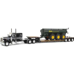 1/64 Black Peterbilt 379 w/ Fontaine Renegade Lowboy & Husky Manure Spreader, DCP by First Gear